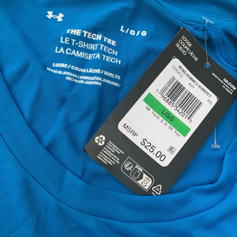 Under Armour Men's Tech Tee - Vibrant Blue - Brand New - Size L/G/G - Picture 3 of 6